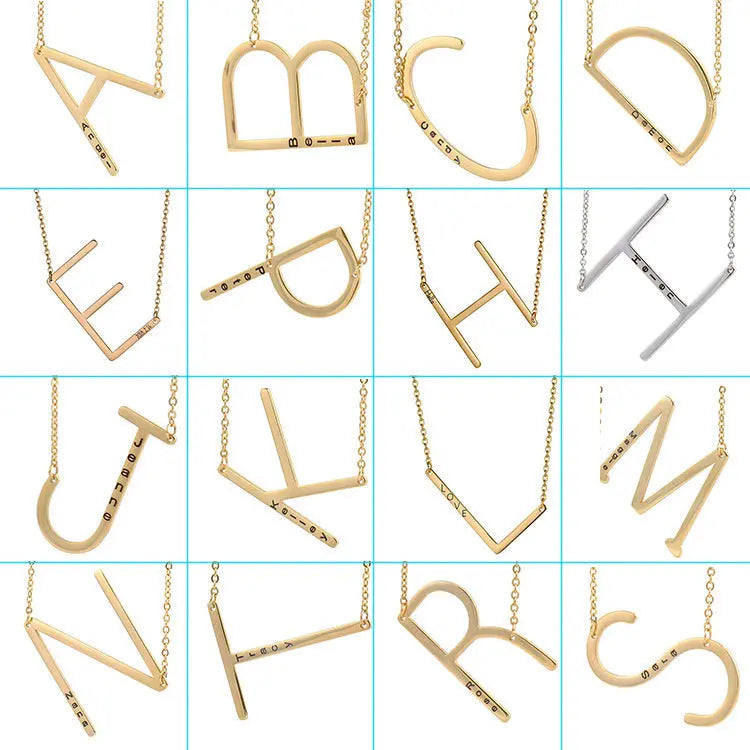 26 English Letter Pendant European Titanium Steel Necklace - Letter Pendant necklace