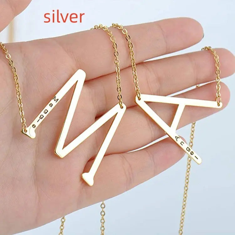 26 English Letter Pendant European Titanium Steel Necklace - Letter Pendant necklace